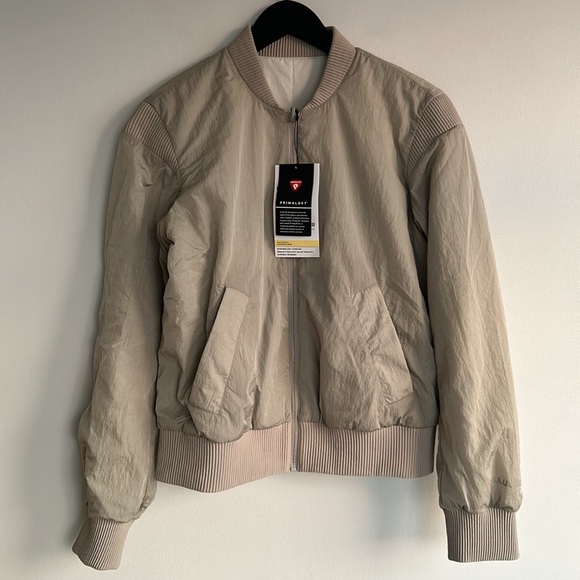 Women's Reversible Insulated Bomber Jacket In Raw/Linen/Bone - Picture 7 of 11